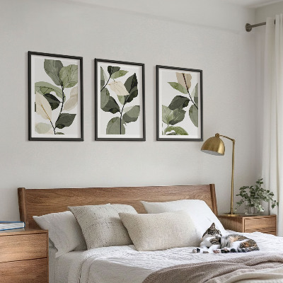Billedsæt til soveværelset Malede boho planteblade