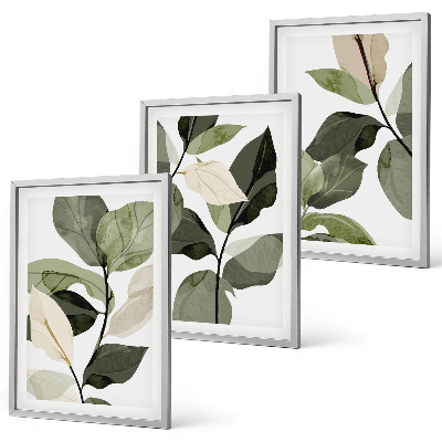 Billedsæt til soveværelset Malede boho planteblade