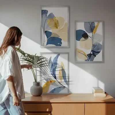Akvarel plantemotiver inspiration til billedvæg