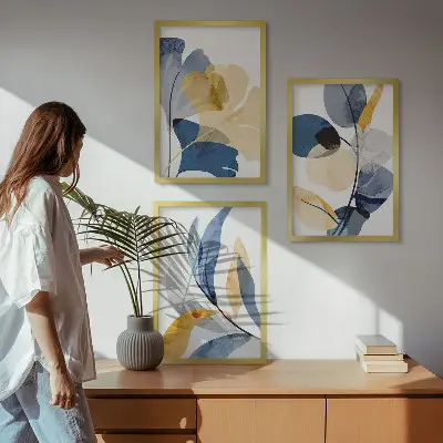 Akvarel plantemotiver inspiration til billedvæg