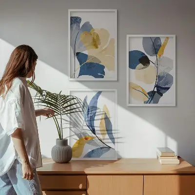 Akvarel plantemotiver inspiration til billedvæg