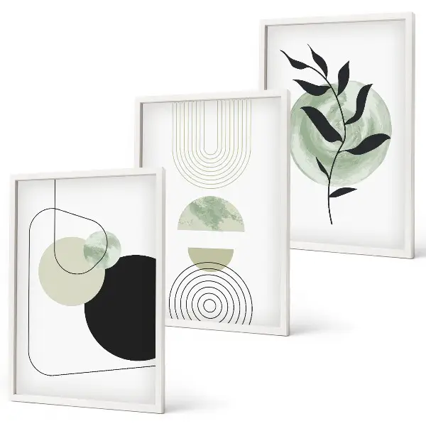 Abstrakte planteformer triptykon med ramme