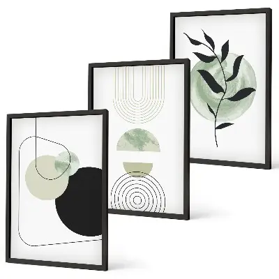 Abstrakte planteformer triptykon med ramme
