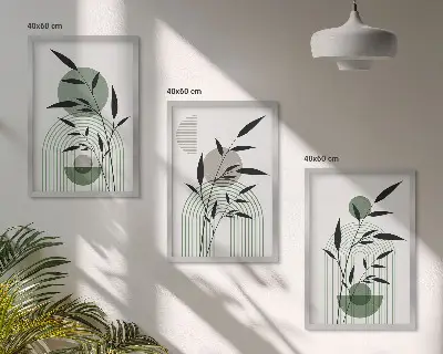 Billedsæt til soveværelset med boho plante-motiver