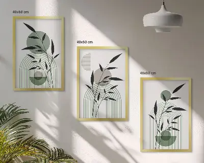 Billedsæt til soveværelset med boho plante-motiver