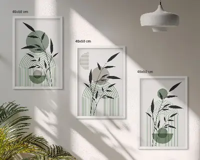 Billedsæt til soveværelset med boho plante-motiver