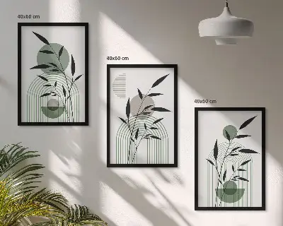Billedsæt til soveværelset med boho plante-motiver