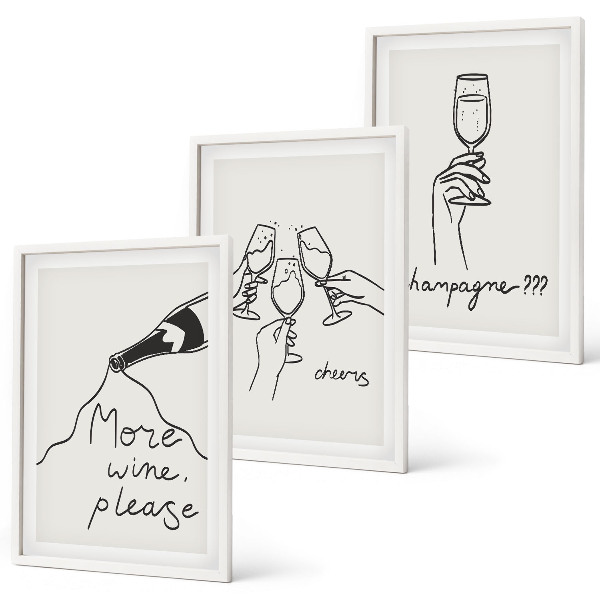 Billedvæg inspiration Stregtegning af champagnevin