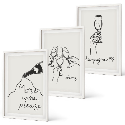 Billedvæg inspiration Stregtegning af champagnevin