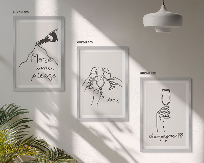Billedvæg inspiration Stregtegning af champagnevin