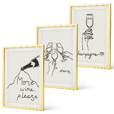 Billedvæg inspiration Stregtegning af champagnevin