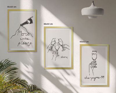 Billedvæg inspiration Stregtegning af champagnevin