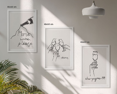 Billedvæg inspiration Stregtegning af champagnevin