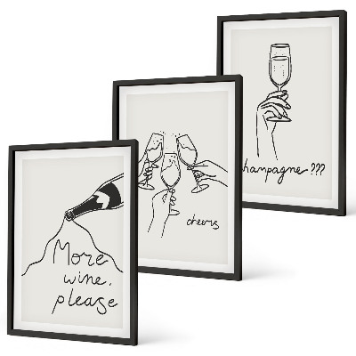 Billedvæg inspiration Stregtegning af champagnevin