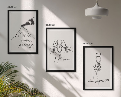 Billedvæg inspiration Stregtegning af champagnevin
