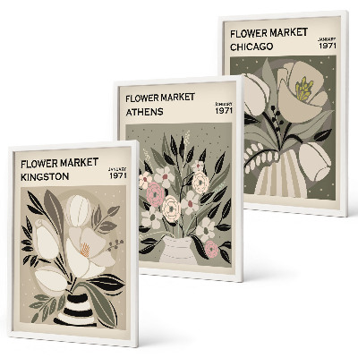 Billedsæt til soveværelset Retro blomsterarrangementer