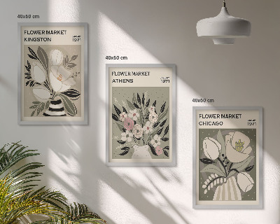Billedsæt til soveværelset Retro blomsterarrangementer