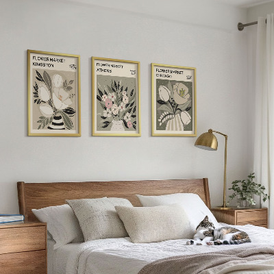 Billedsæt til soveværelset Retro blomsterarrangementer