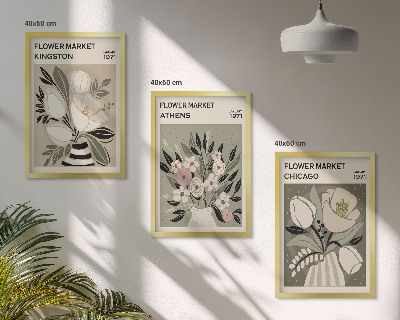 Billedsæt til soveværelset Retro blomsterarrangementer