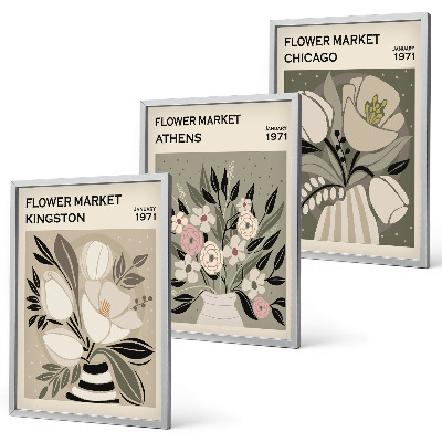 Billedsæt til soveværelset Retro blomsterarrangementer