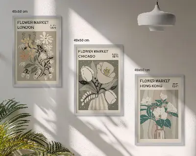 Blomstermesser i London, Chicago og Hong Kong inspiration til billedvæg
