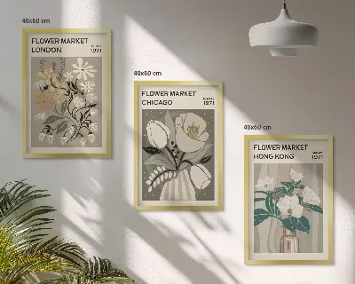 Blomstermesser i London, Chicago og Hong Kong inspiration til billedvæg