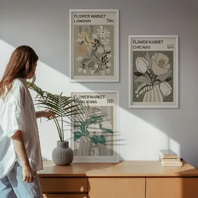Blomstermesser i London, Chicago og Hong Kong inspiration til billedvæg