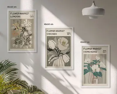Blomstermesser i London, Chicago og Hong Kong inspiration til billedvæg