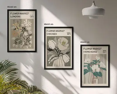 Blomstermesser i London, Chicago og Hong Kong inspiration til billedvæg