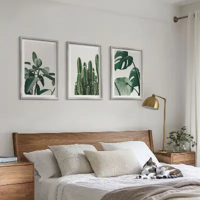 Billedsæt til soveværelset med tropiske æstetiske planter