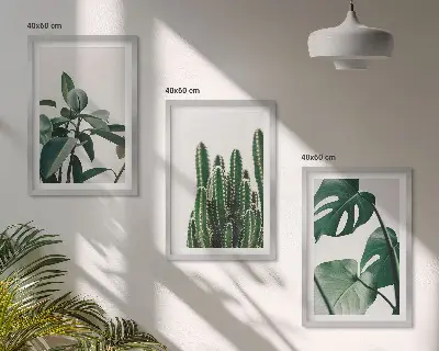 Billedsæt til soveværelset med tropiske æstetiske planter