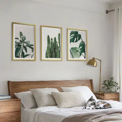 Billedsæt til soveværelset med tropiske æstetiske planter
