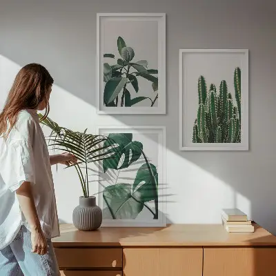 Billedsæt til soveværelset med tropiske æstetiske planter