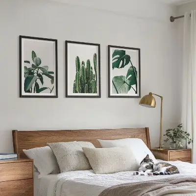 Billedsæt til soveværelset med tropiske æstetiske planter