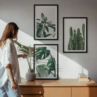 Billedsæt til soveværelset med tropiske æstetiske planter