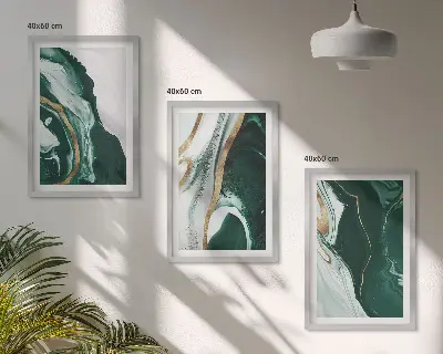 Billedvæg med abstrakt kunst grønne malingsmønstre