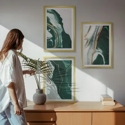 Billedvæg med abstrakt kunst grønne malingsmønstre