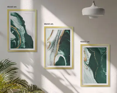 Billedvæg med abstrakt kunst grønne malingsmønstre