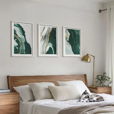 Billedvæg med abstrakt kunst grønne malingsmønstre