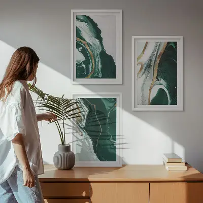 Billedvæg med abstrakt kunst grønne malingsmønstre