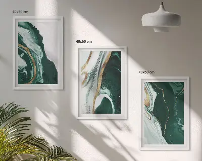 Billedvæg med abstrakt kunst grønne malingsmønstre