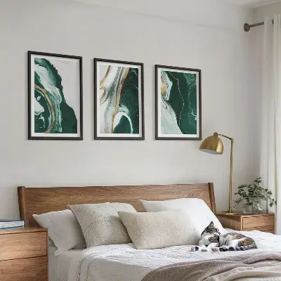 Billedvæg med abstrakt kunst grønne malingsmønstre