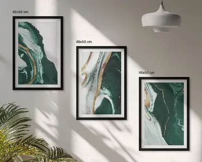 Billedvæg med abstrakt kunst grønne malingsmønstre