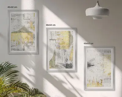 Abstrakte moderigtige malerier triptykon med ramme