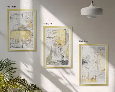 Abstrakte moderigtige malerier triptykon med ramme