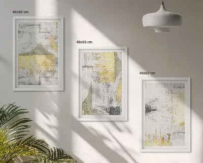 Abstrakte moderigtige malerier triptykon med ramme