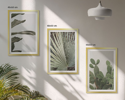 Billedsæt til soveværelset Blade af tropiske planter i pastel