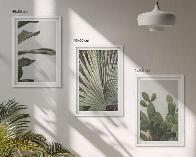 Billedsæt til soveværelset Blade af tropiske planter i pastel