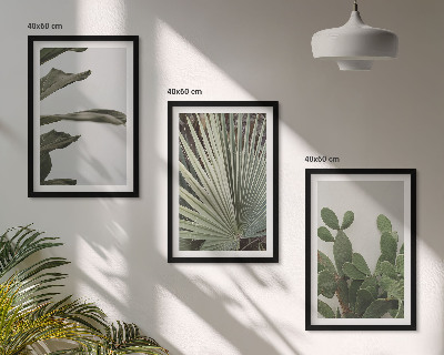 Billedsæt til soveværelset Blade af tropiske planter i pastel