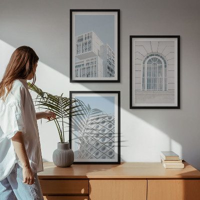 Triptykon billeder med ramme Moderne arkitekturgeometri